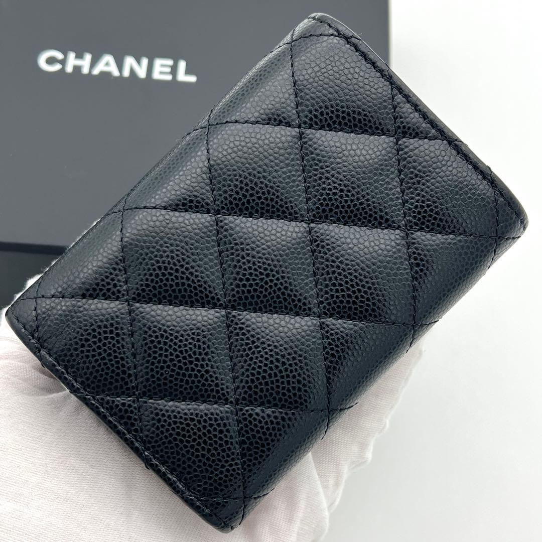 【FA♡様】シャネル マトラッセ キャビアスキン 三つ折り財布 ブラック 黒