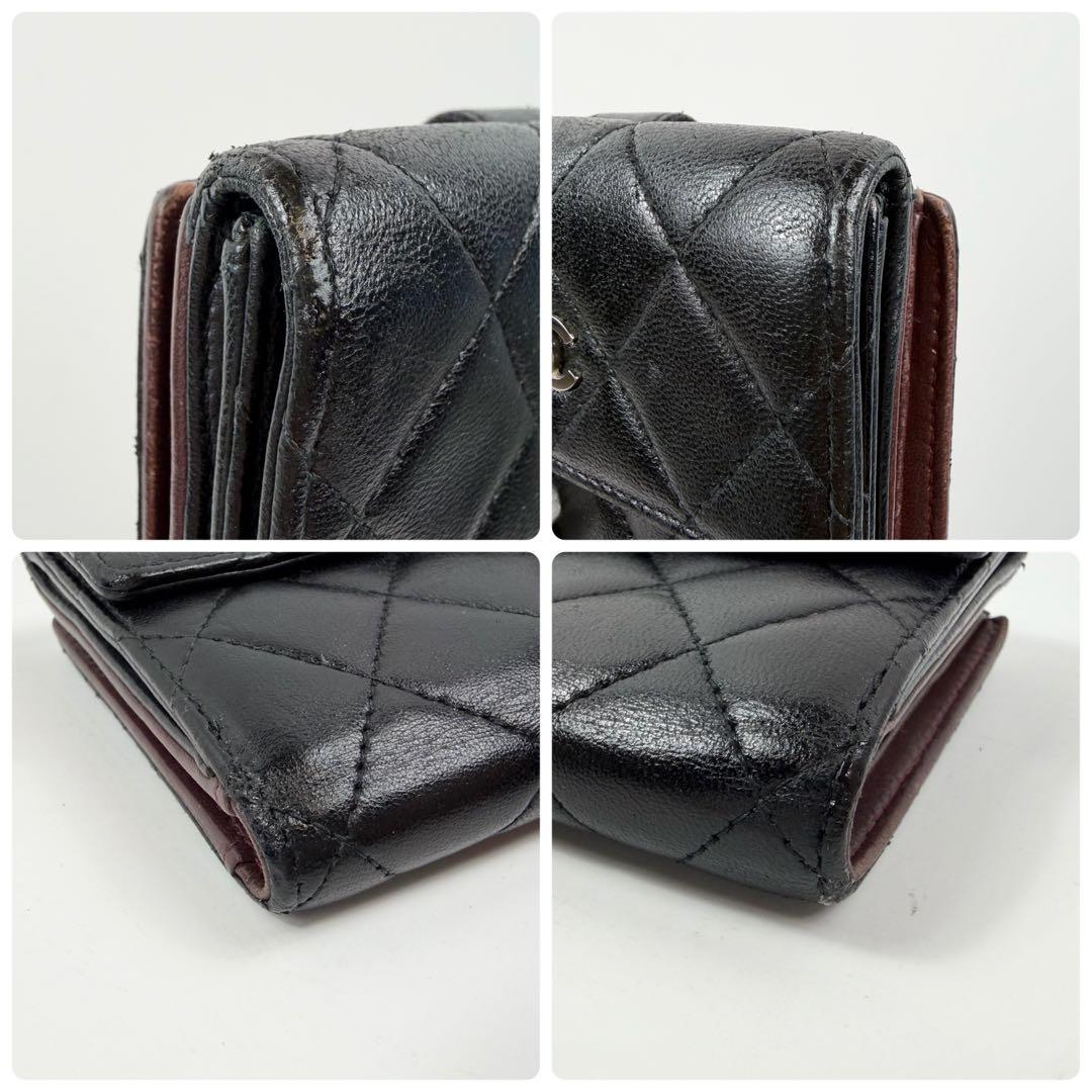 CHANEL ラムスキン Wホック 二つ折り財布 シャネル 箱付き
