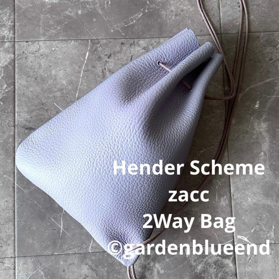 Hender Scheme zacc レザー 巾着バッグ トートバッグ パープル