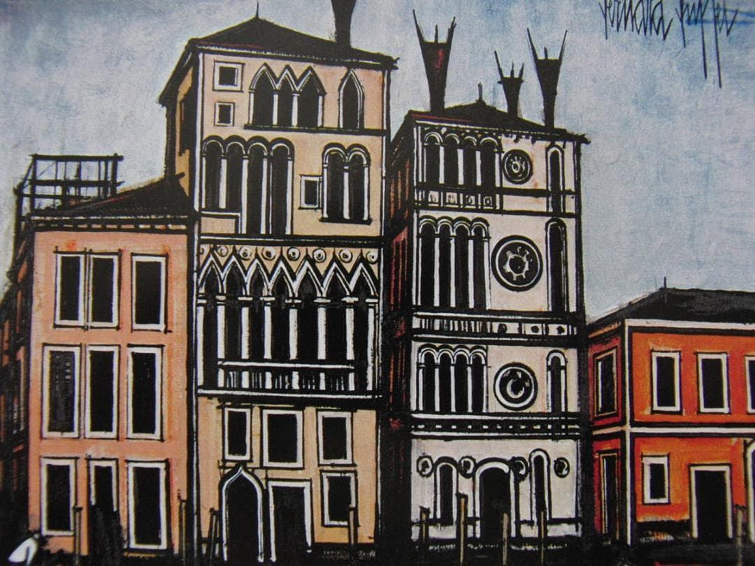 ベルナール・ビュッフェ,希少な額装用画集より、新品額装、マット額装付、状態良好