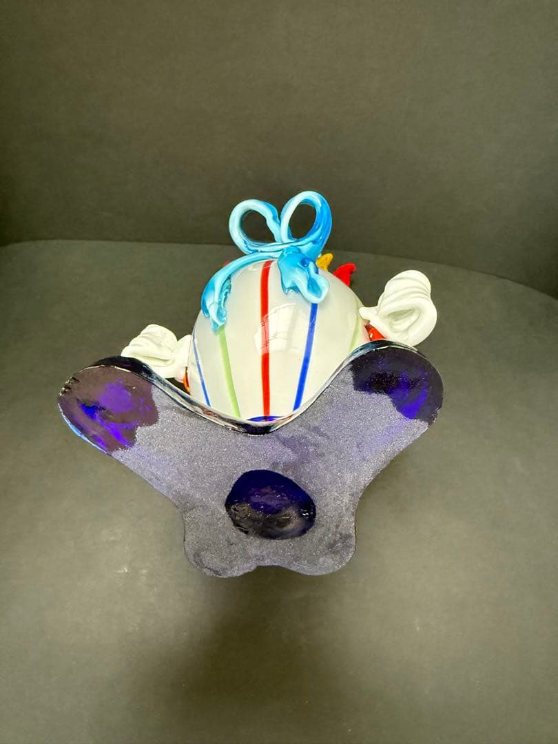 イタリア MURANO ベネチアンガラス ムラーノガラス　ピエロ置物　23cm