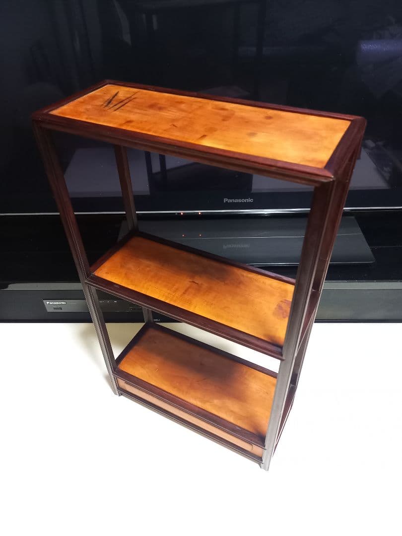 希少　明治期　指物細工　黒檀　良杢　隠し箱　からくり　飾り棚