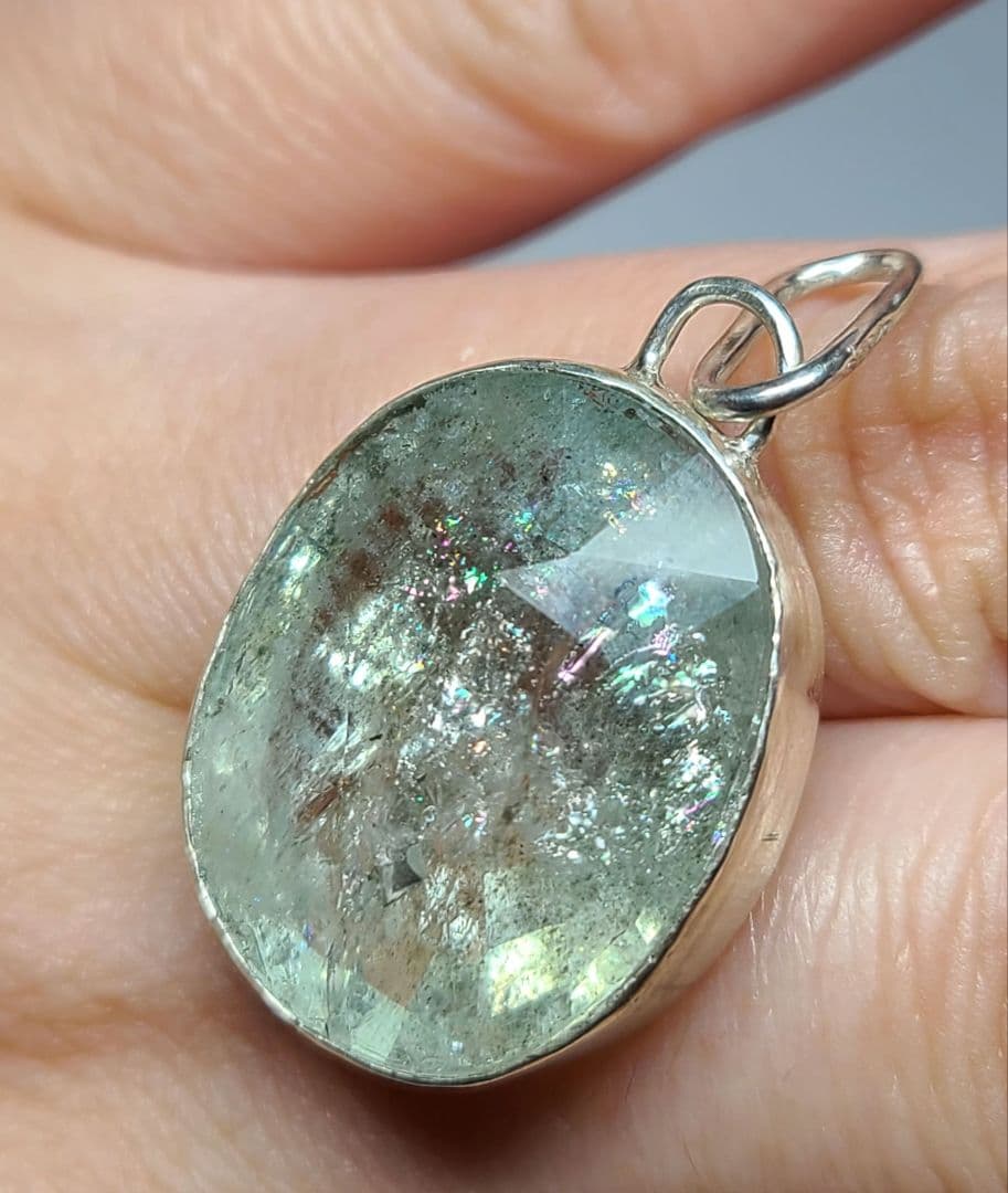 リツプラネタリウムのようなインクル★非加熱アクアマリン★ペンダントオーダー