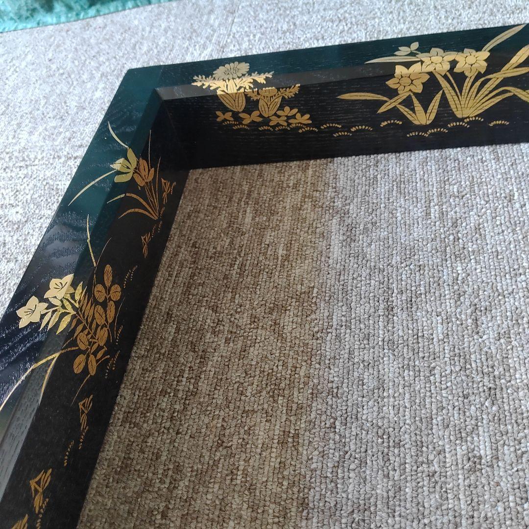 漆塗り金蒔絵（きんまきえ）炉縁／釜縁　草花文様（和風木製フレーム）