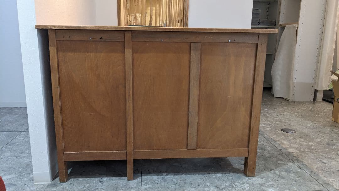 【昭和レトロ】木製机 デスク 引き出し付き アンティーク 古道具 5引き出し