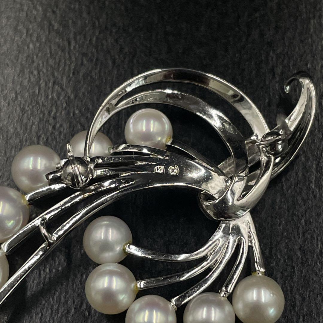 美品　MIKIMOTO　ミキモト　パール　ブローチ　あこや真珠　11粒　MS刻印