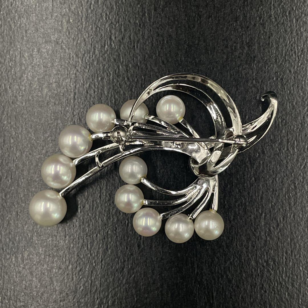 美品　MIKIMOTO　ミキモト　パール　ブローチ　あこや真珠　11粒　MS刻印