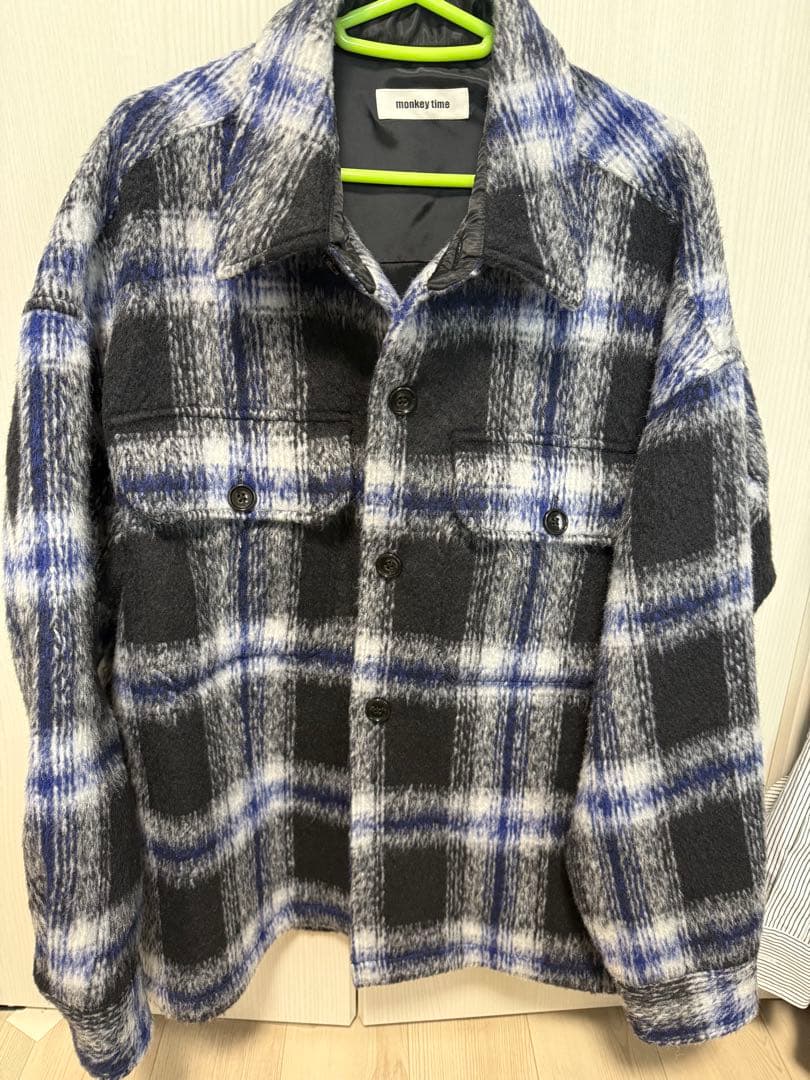 未使用モンキータイム　オンブレチェック　フリースメルトンCPO シャツジャケット