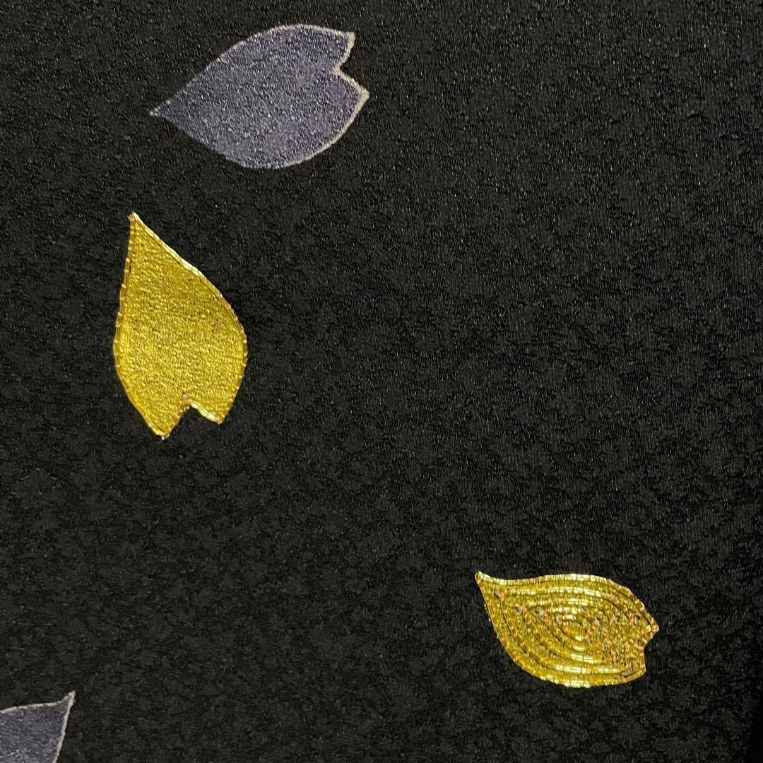 D845 振袖　一蔵コレクション　金駒刺繍　黒地　正絹　着物　袷　極美品