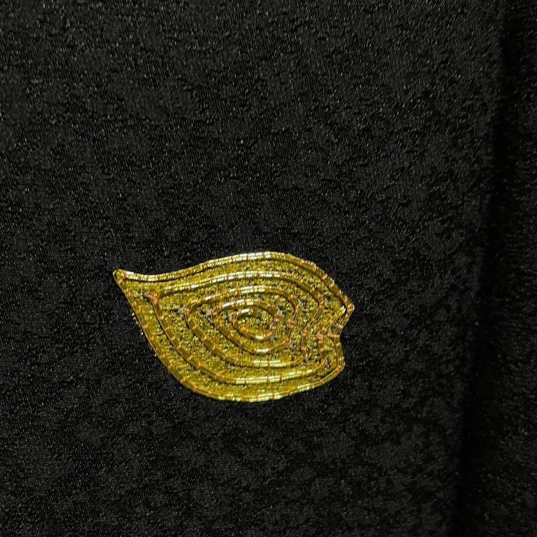D845 振袖　一蔵コレクション　金駒刺繍　黒地　正絹　着物　袷　極美品