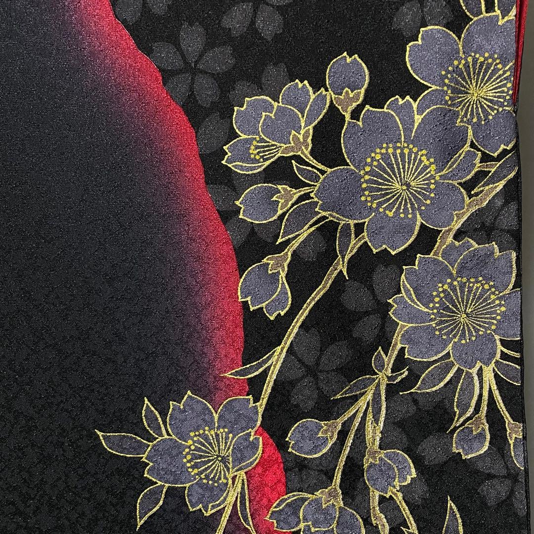 D845 振袖　一蔵コレクション　金駒刺繍　黒地　正絹　着物　袷　極美品