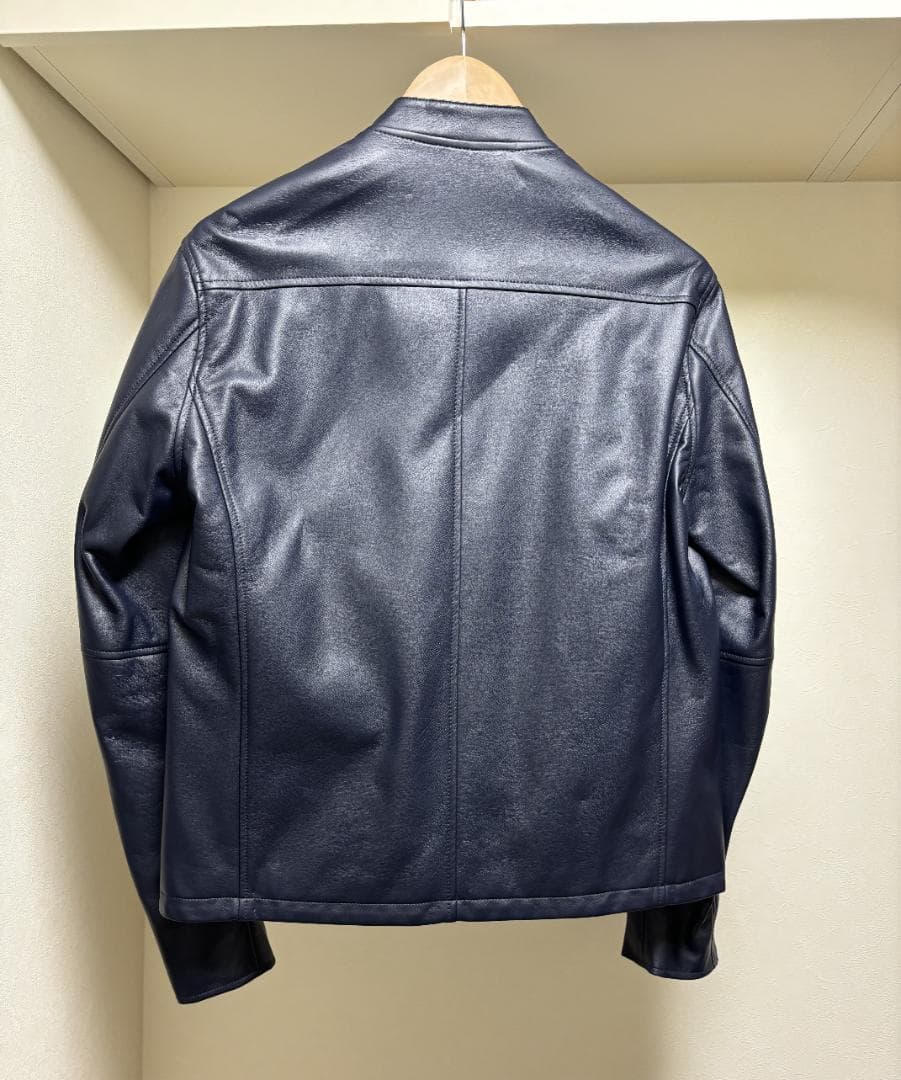 新品未使用　417エディフィス　フェイクレザー シングルライダース　ネイビー