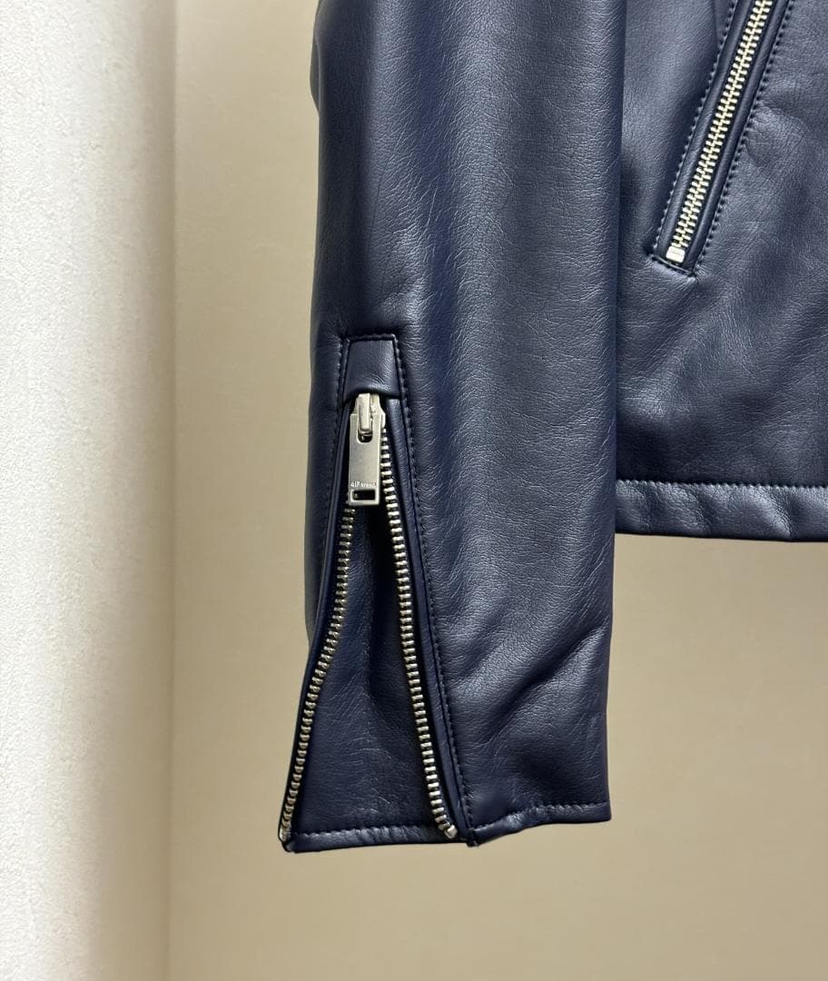 新品未使用　417エディフィス　フェイクレザー シングルライダース　ネイビー