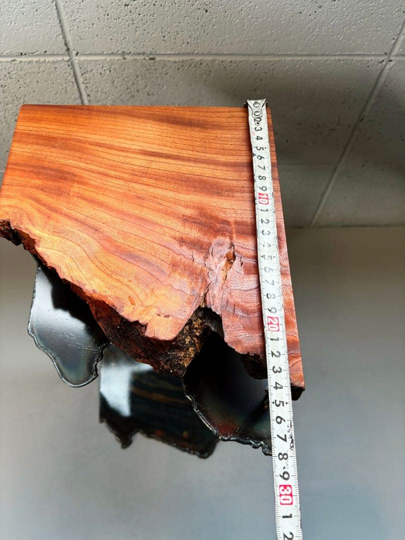 欅サイドテーブルアイアン家具観葉植物一輪挿し花台一枚板盆栽台