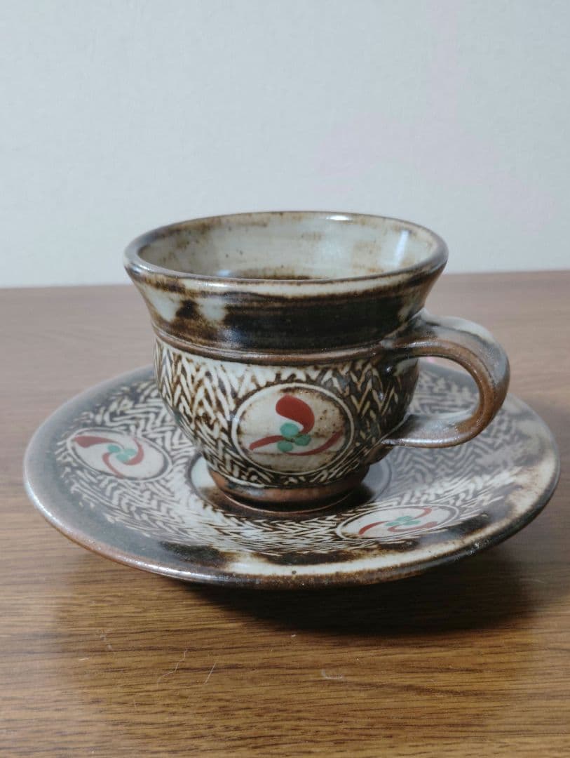 人間国宝　島岡達三　コーヒーカップ&ソーサー　珈琲碗