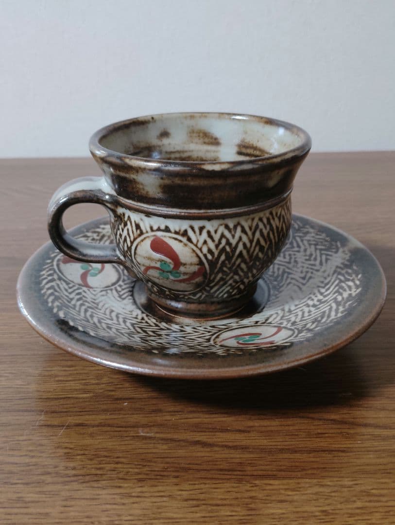 人間国宝　島岡達三　コーヒーカップ&ソーサー　珈琲碗