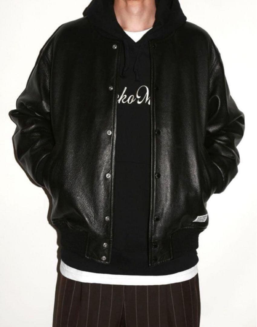 WACKO MARIA LEATHER VARSITY JACKET サイズS