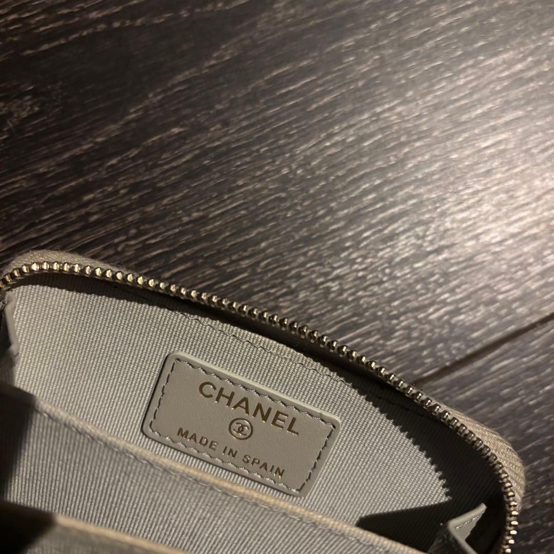 CHANEL ケース パース ラムスキン グレー
