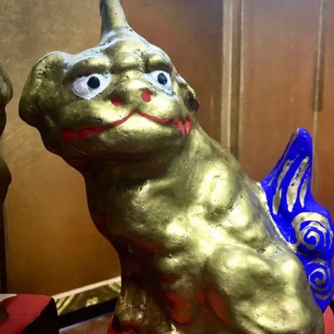 古玩 秋田県 郷土玩具 八橋人形 道川トモ 狛獅子（狛犬）縁起物　魔除け　厄除け