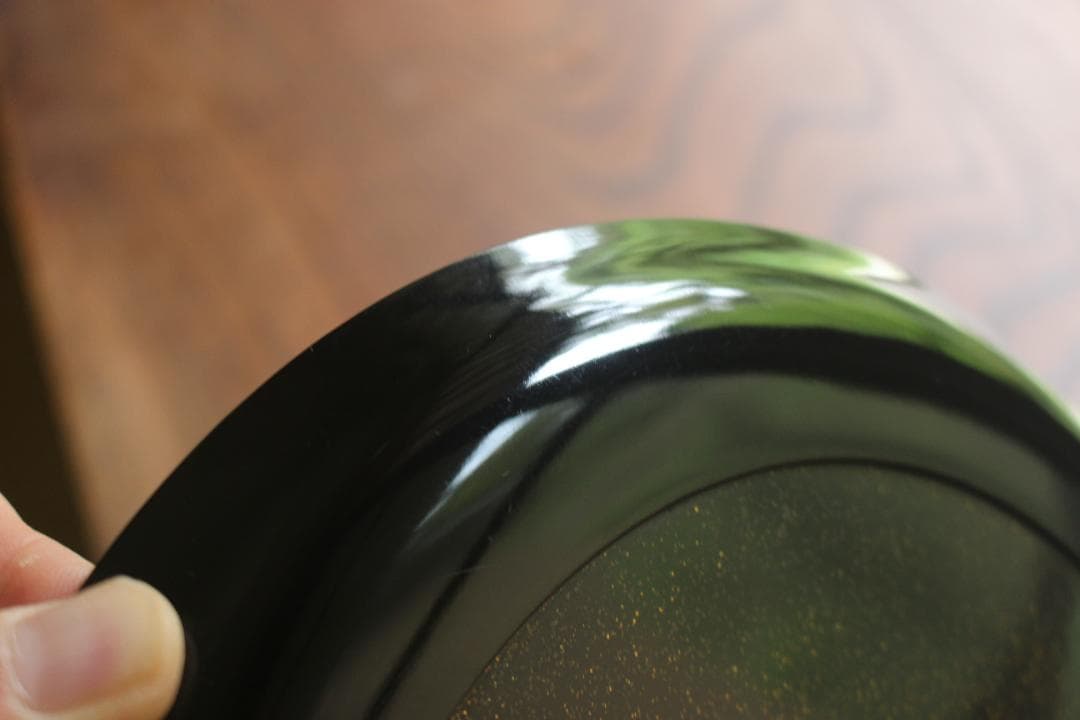 時代逸品！時代黒漆に極上研ぎ出し雪月花蒔絵の映える丸盆（検輪島塗お膳お盆菓子盆