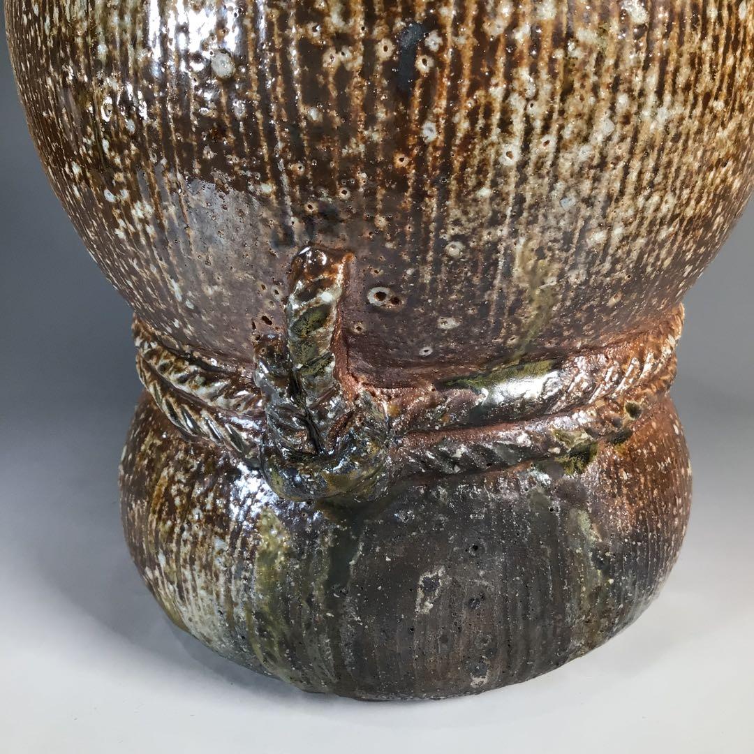 Ｎ４９３　水指　『信楽焼』『杉本忠(瑞峯)造』『胴締水指』　共箱　茶道具