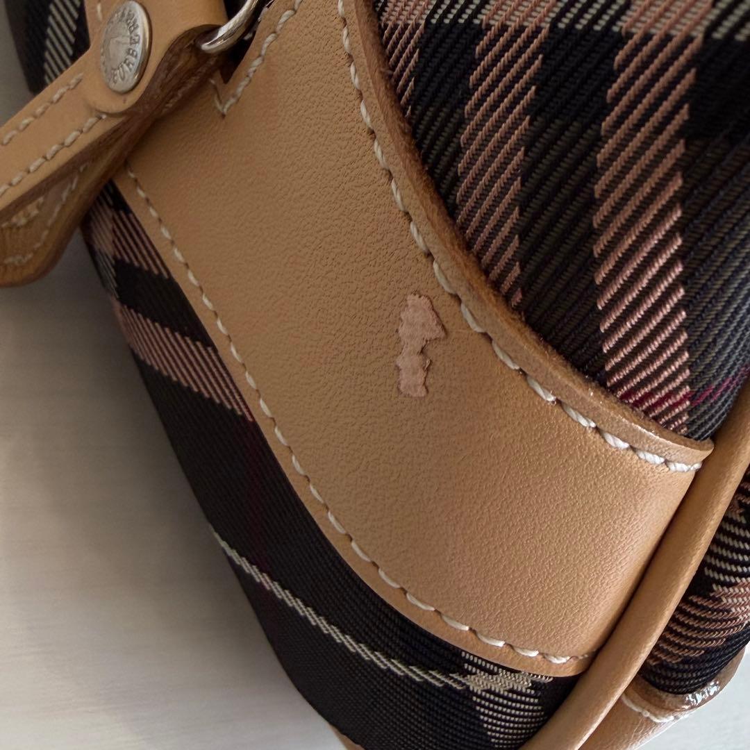 バーバリーブルーレーベル　ハンドバッグ　ミニボストン　チェック　ハートチャーム