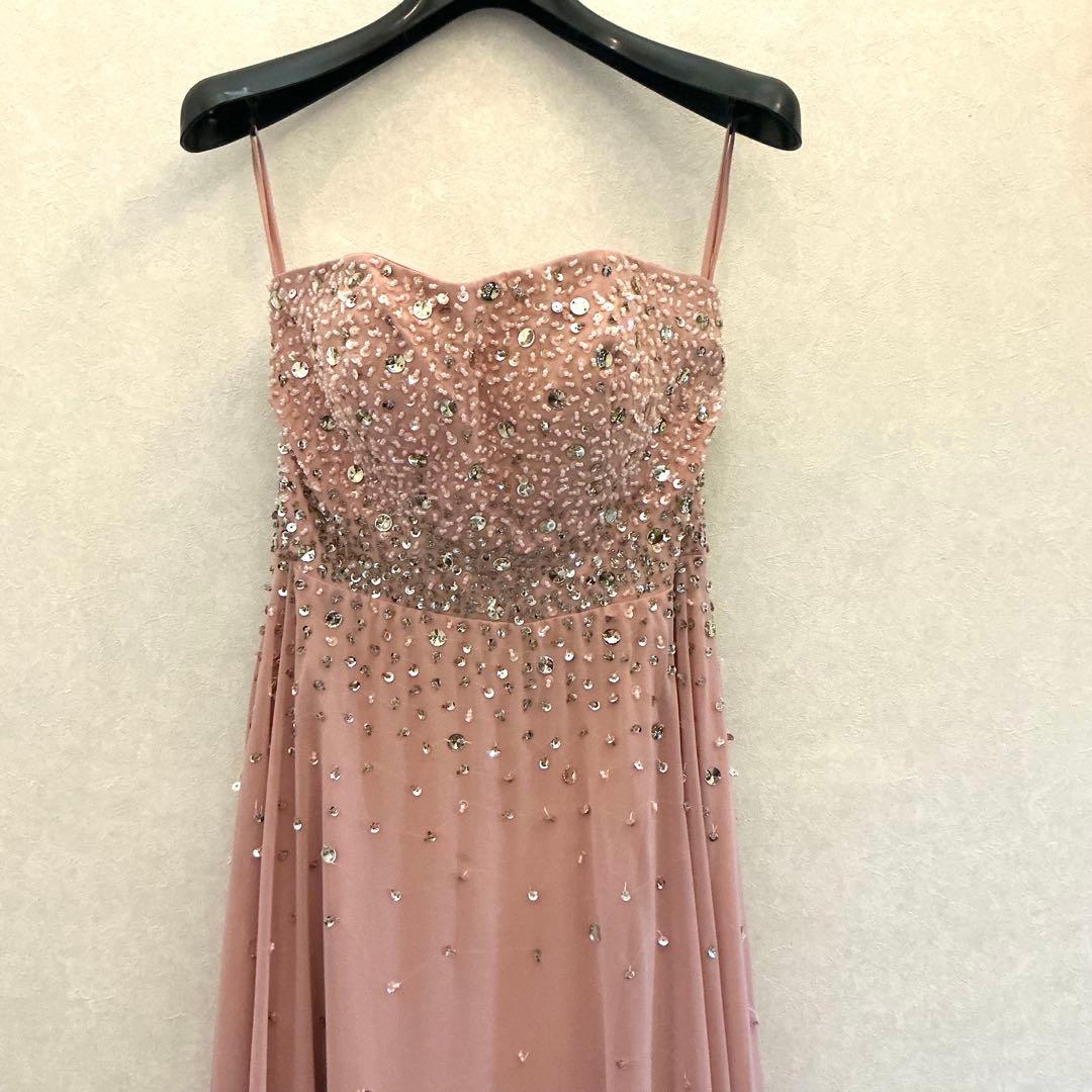 演奏会用ビーズ刺繍ピンクロングドレスパーティー結婚式Sharon style