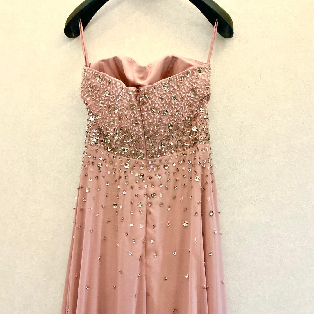 演奏会用ビーズ刺繍ピンクロングドレスパーティー結婚式Sharon style