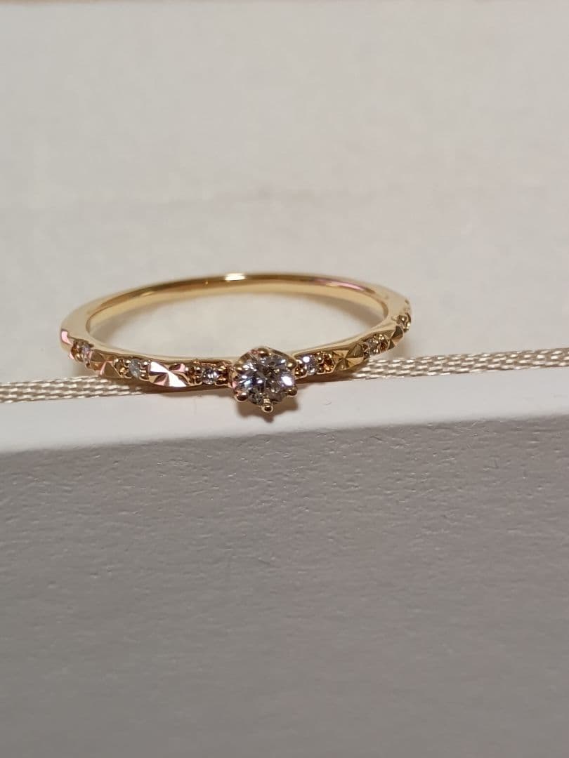 サマンサティアラ 18金 ゴールド ダイヤモンド カットデザイン リング 10号