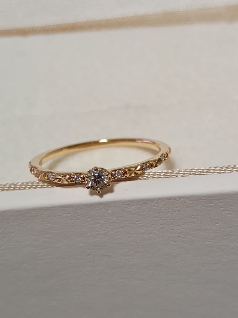 サマンサティアラ 18金 ゴールド ダイヤモンド カットデザイン リング 10号