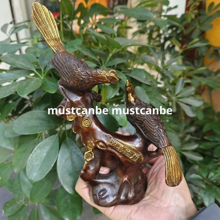 銅製 カササギ登枝 喜上眉梢 双喜臨門 応接間 玄関 茶室 装飾品 工芸品 置物