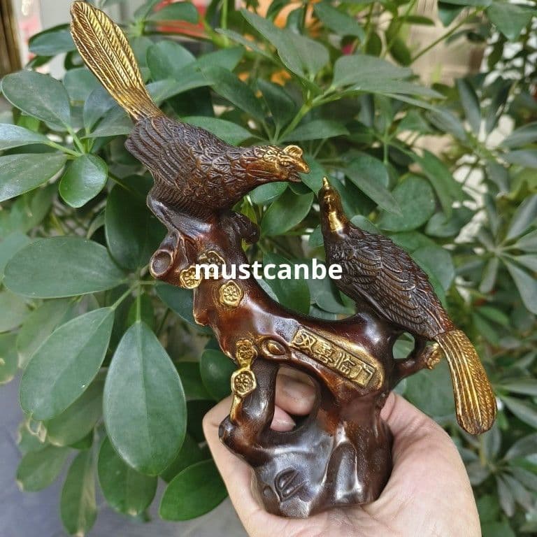 銅製 カササギ登枝 喜上眉梢 双喜臨門 応接間 玄関 茶室 装飾品 工芸品 置物