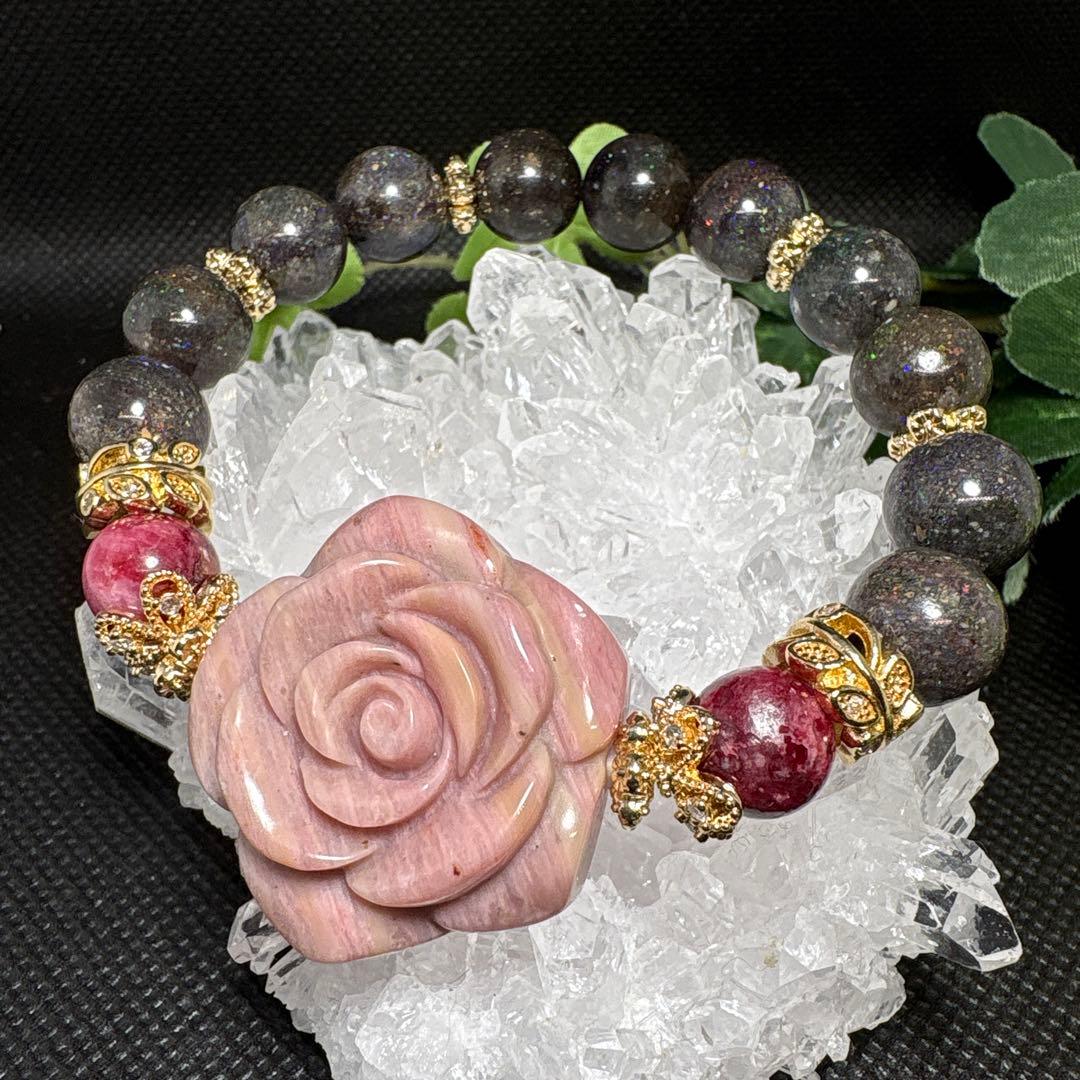 ＊やっちゃん様6/16＊マトリックスオパール　ロードナイト　薔薇　ブレスレット