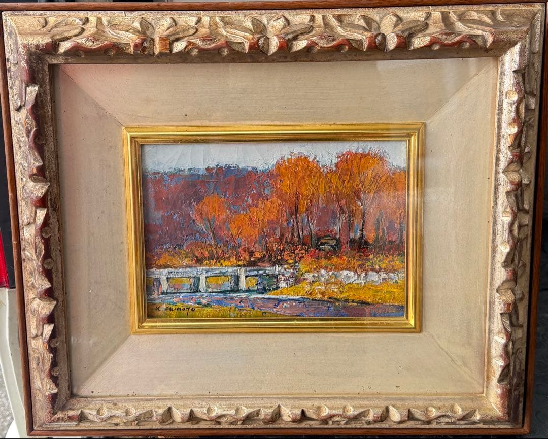 K. Akimoto 秋の風景 油彩画