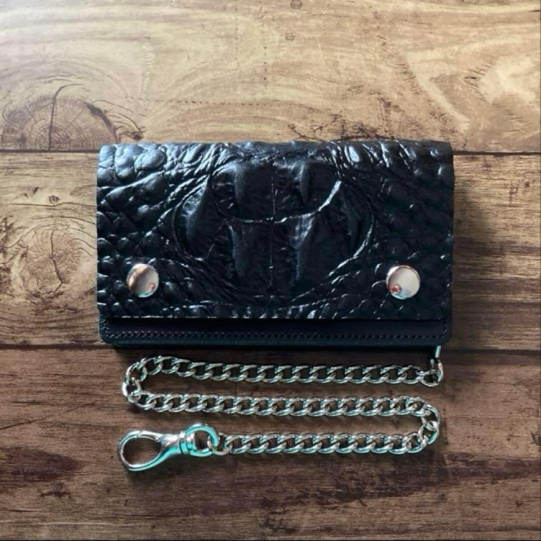 【Gus】姫路レザー クロコ型押し トラッカーウォレット6インチ（ミドル）