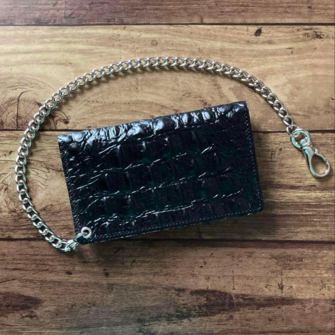 【Gus】姫路レザー クロコ型押し トラッカーウォレット6インチ（ミドル）