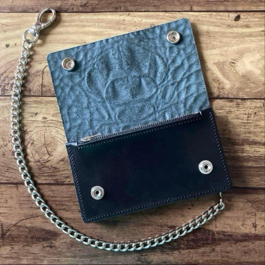 【Gus】姫路レザー クロコ型押し トラッカーウォレット6インチ（ミドル）