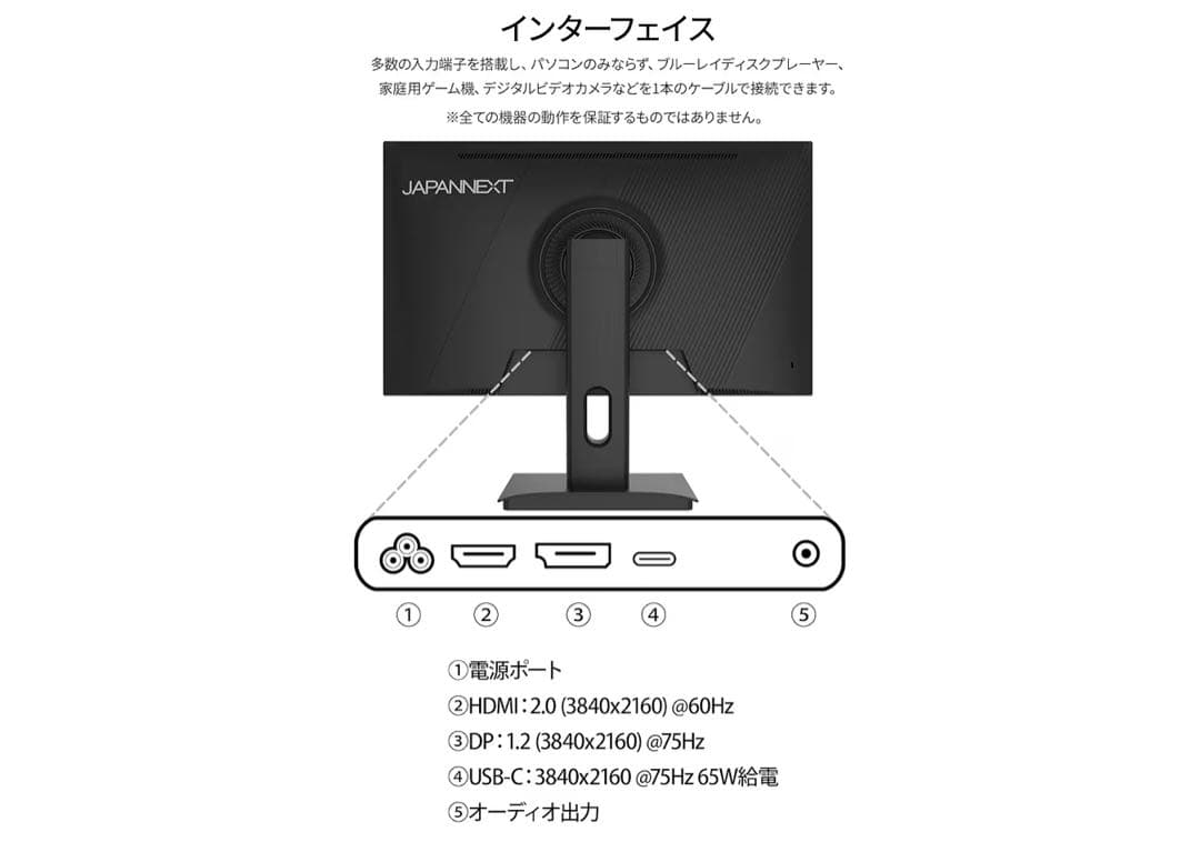 JAPANNEXT 27インチ IPSパネル搭載 4K解像度 液晶モニター