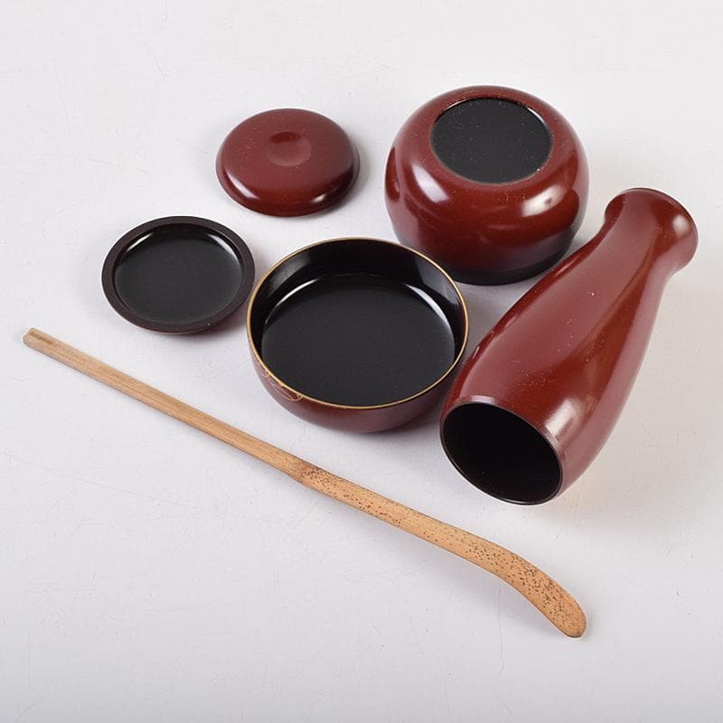 茶道具　うるみ塗　七宝蒔絵　利休茶箱　棗　黒楽茶碗など　七点　一式　MR9482