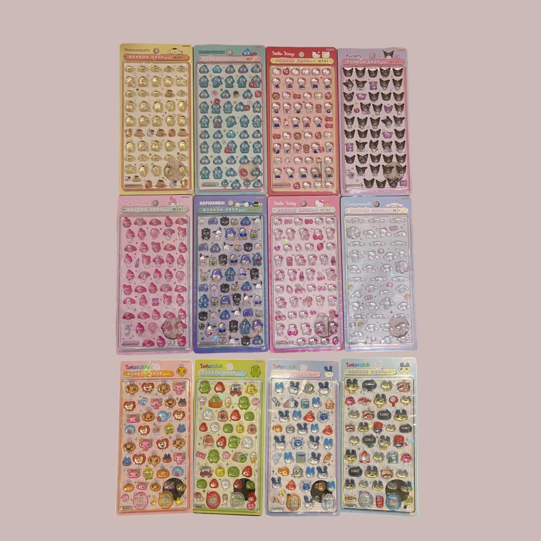 【正規品】ボンボンドロップシール ミニサンリオ8種・たまごっち４種Ａ