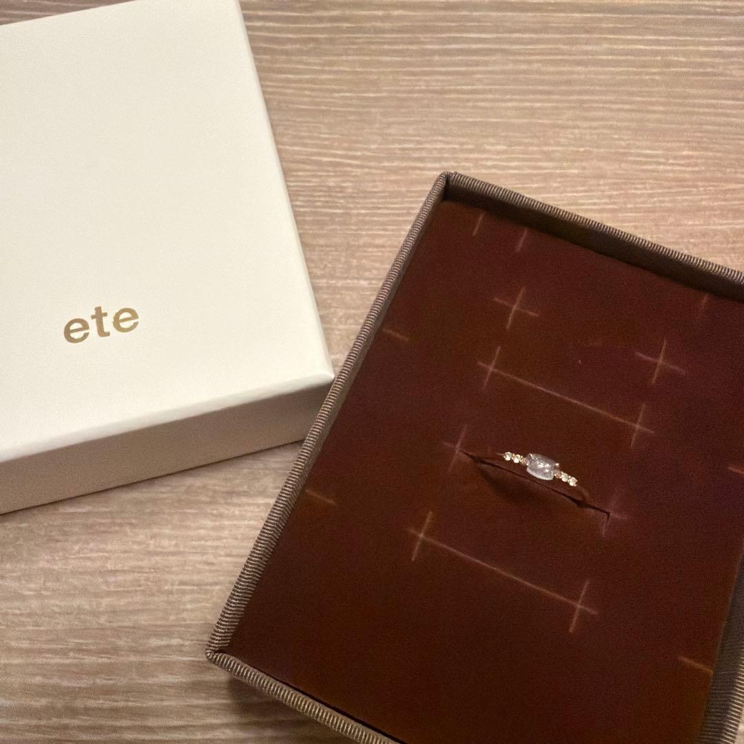 【13号】 ete K10YG ムーンストーン ホワイトトパーズ リング