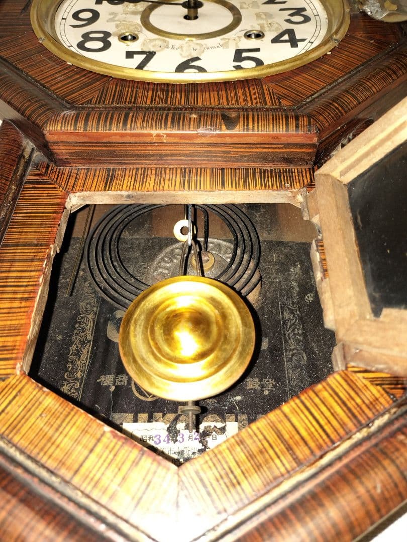 注油・調整・動作確認済 可動品 精工舎 八角柱時計８日巻 掛時計 アンティーク