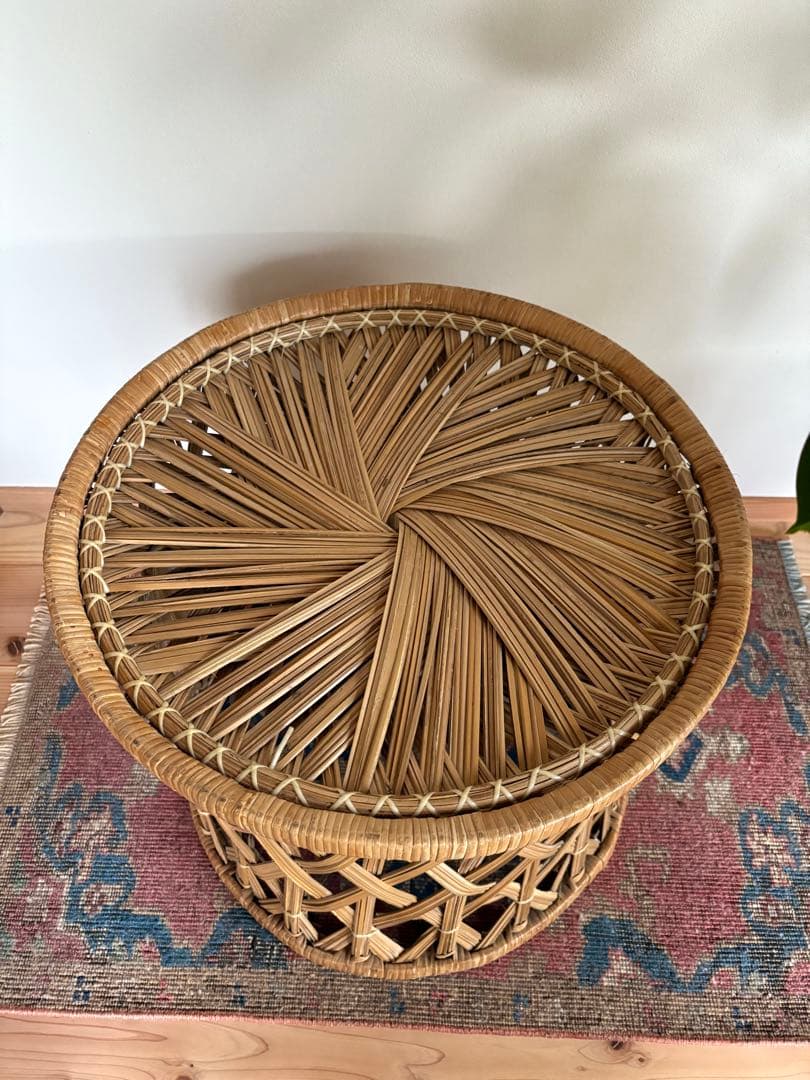 ヴィンテージ★レア！ラタン製スツールセット（大・小）