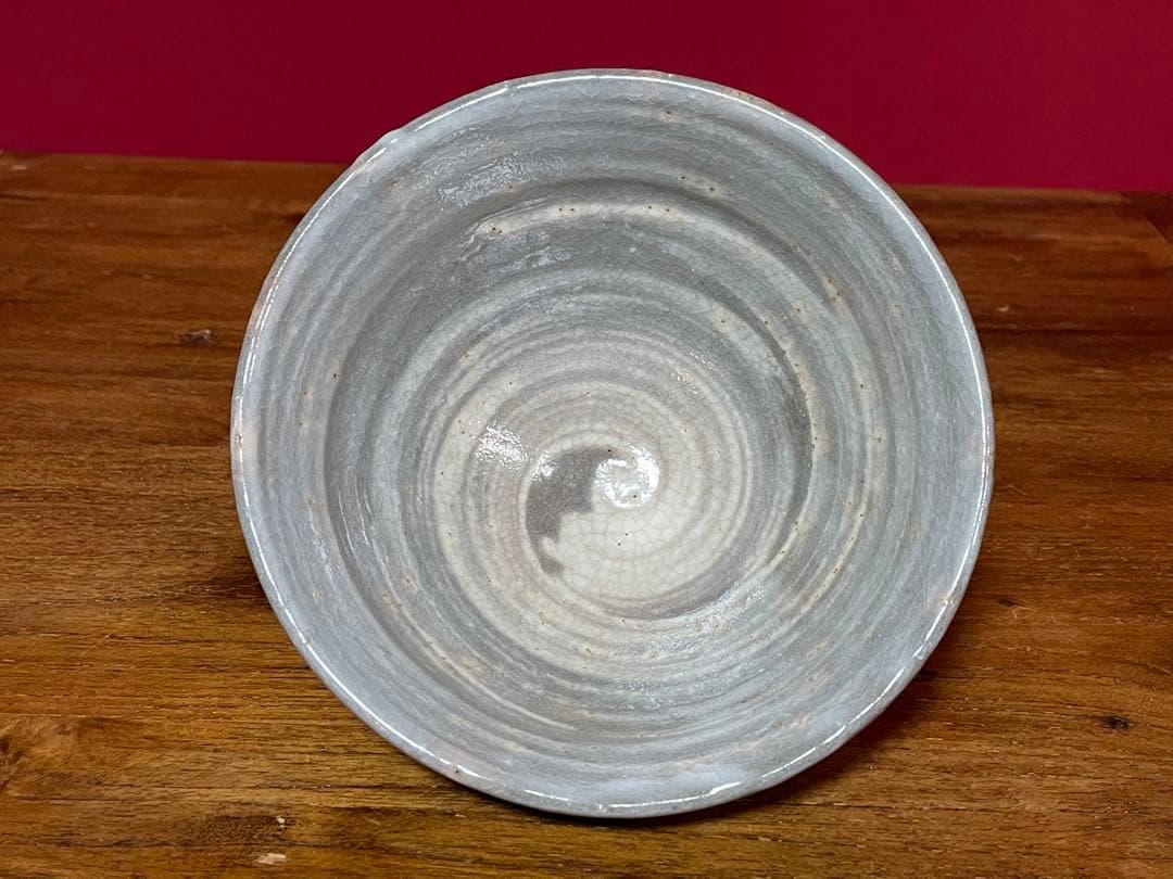 玉隆山 吉田萩苑 萩三島茶碗 裏千家十六代坐忘斎書付 共箱 美品