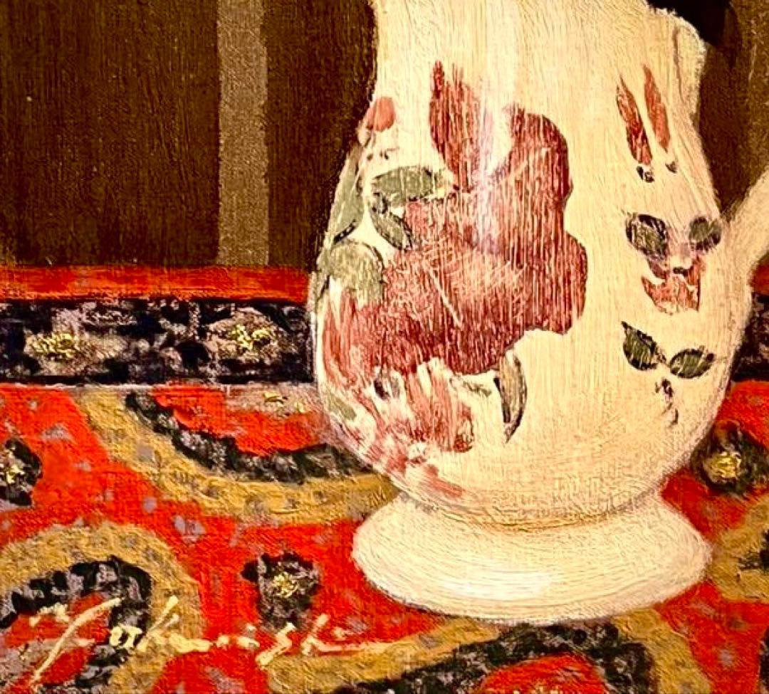 奥西賀男　真作「デー・リリー」油彩6号　上品な作品　師：小磯良平　古径高級額装