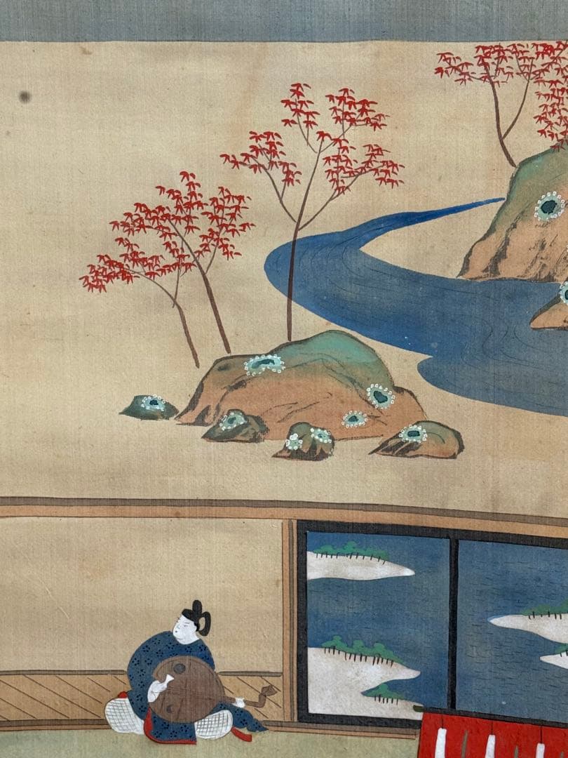 大和絵　絹本肉筆　光文筆　掛軸　古美術　送料込み250618