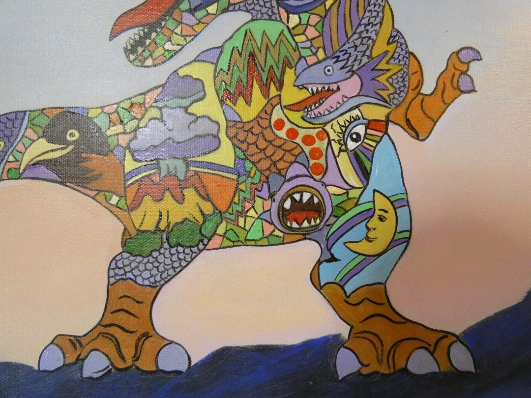 絵画 肉筆手描き 油彩　ジミー大西「竜」サイン F6サイズ　額装済み