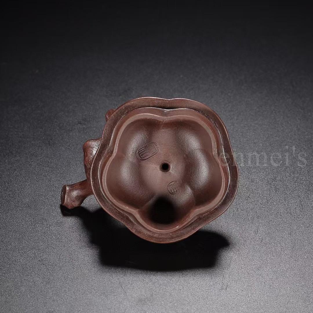 中国古美術・原鉱紫泥壽桃紫砂壺・底款：汪寅仙・紫砂壺・急須・茶壺・茶道具・置物