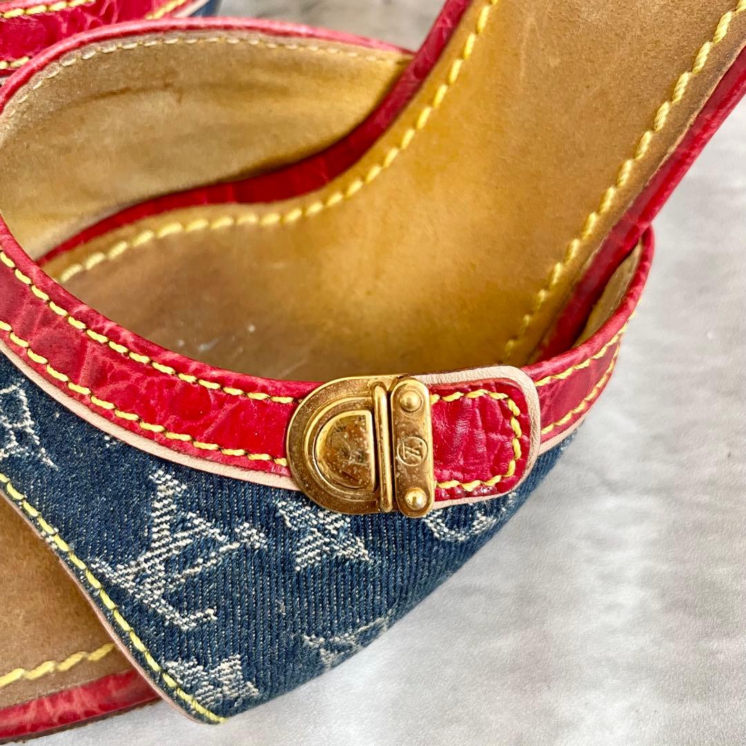 ルイ・ヴィトン モノグラム ミュール デニム マルチカラー 35 22.5㎝