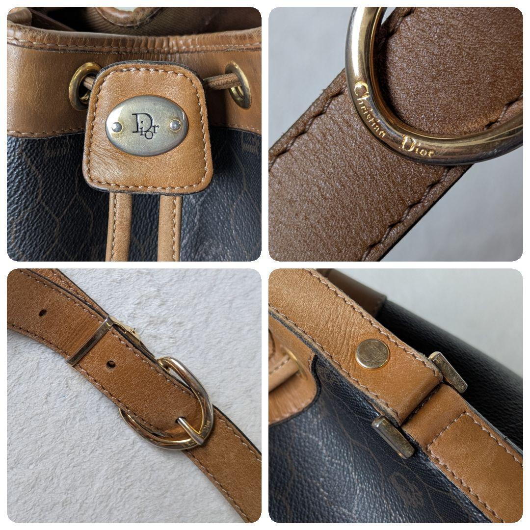 クリスチャンディオール 巾着 ショルダーバッグ ハニカム レザー ポーチ付き